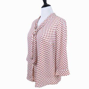 Modcloth Size 1X Pleasant Confidence Blouse Polka Dot Red Blue